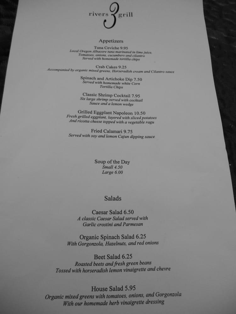Carta del pub y bar 3 Rivers Grill, Hood River