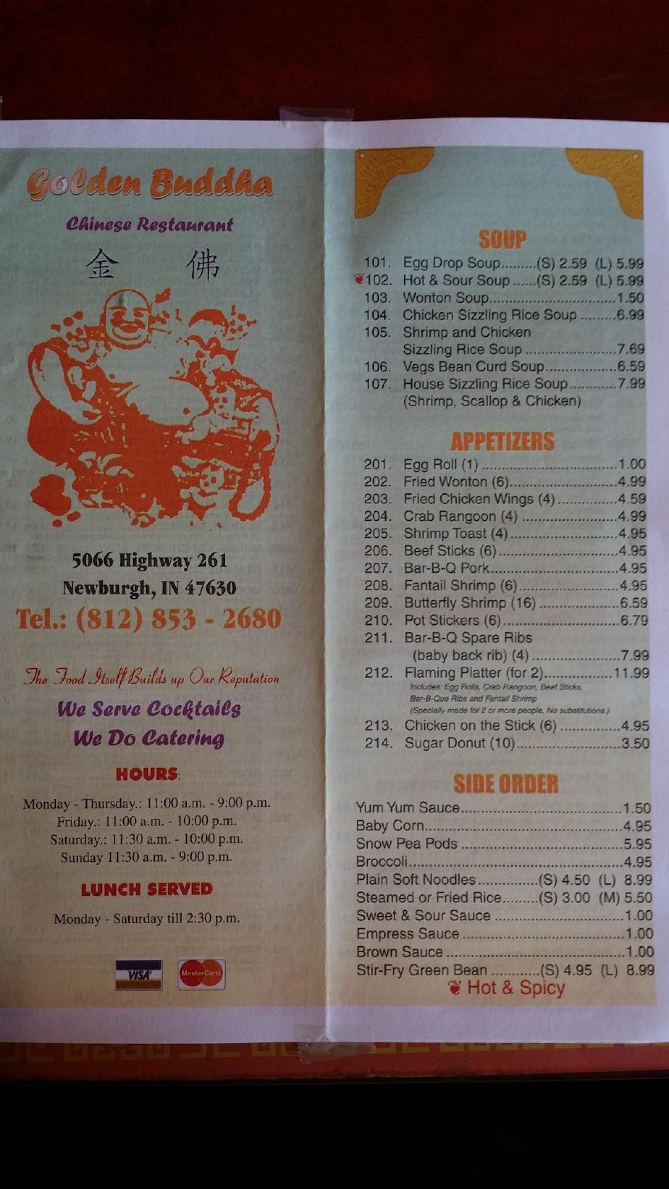 Menu At Golden Buddha Restaurant Newburgh In