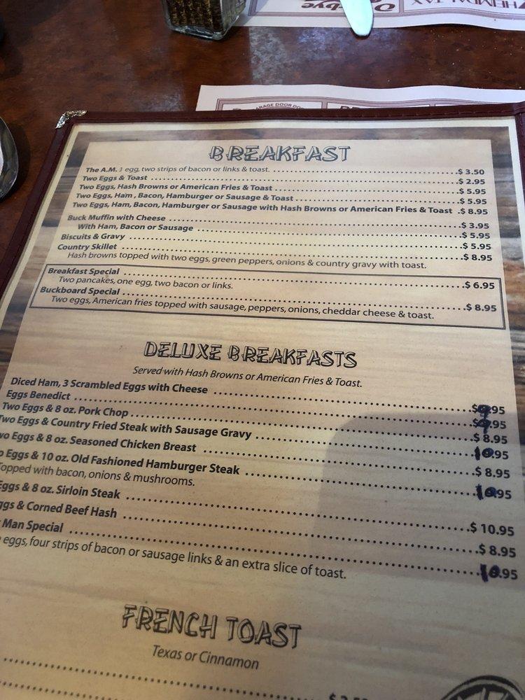 Menu at Buckboard restaurant, Lakeville