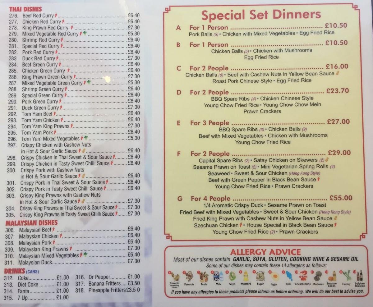 Menu at New Peking Chinese Take Away Petersfield restaurant, Petersfield