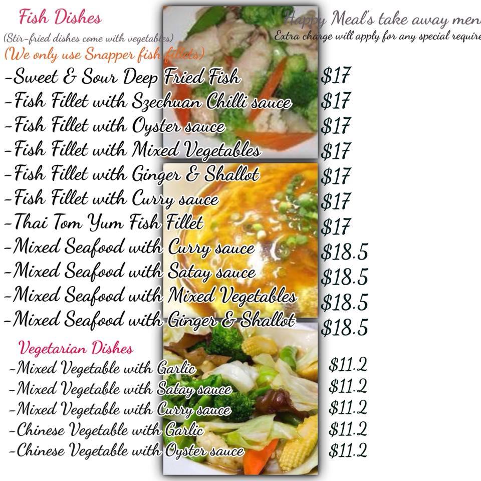 Menu At Happy Meal Asian Food Byo & Takeaway Restaurant, Forest Lake