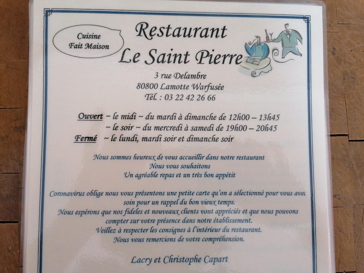 Menu au Le Saint Pierre restaurant, LamotteWarfusée