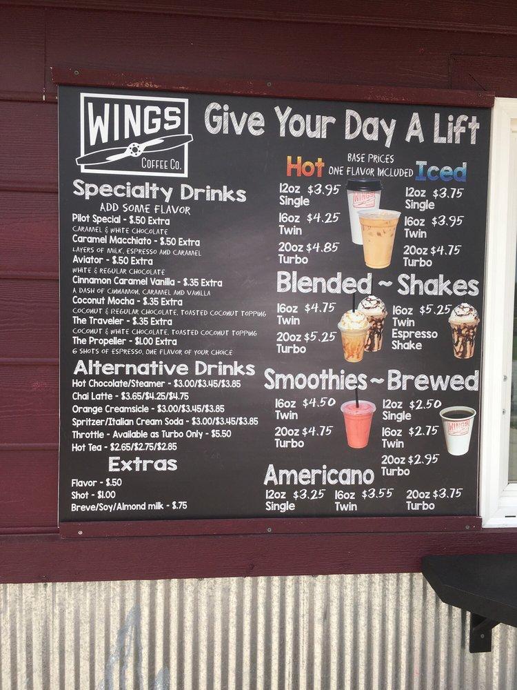 Menu at Wings Coffee Co. pub & bar, Bentonville