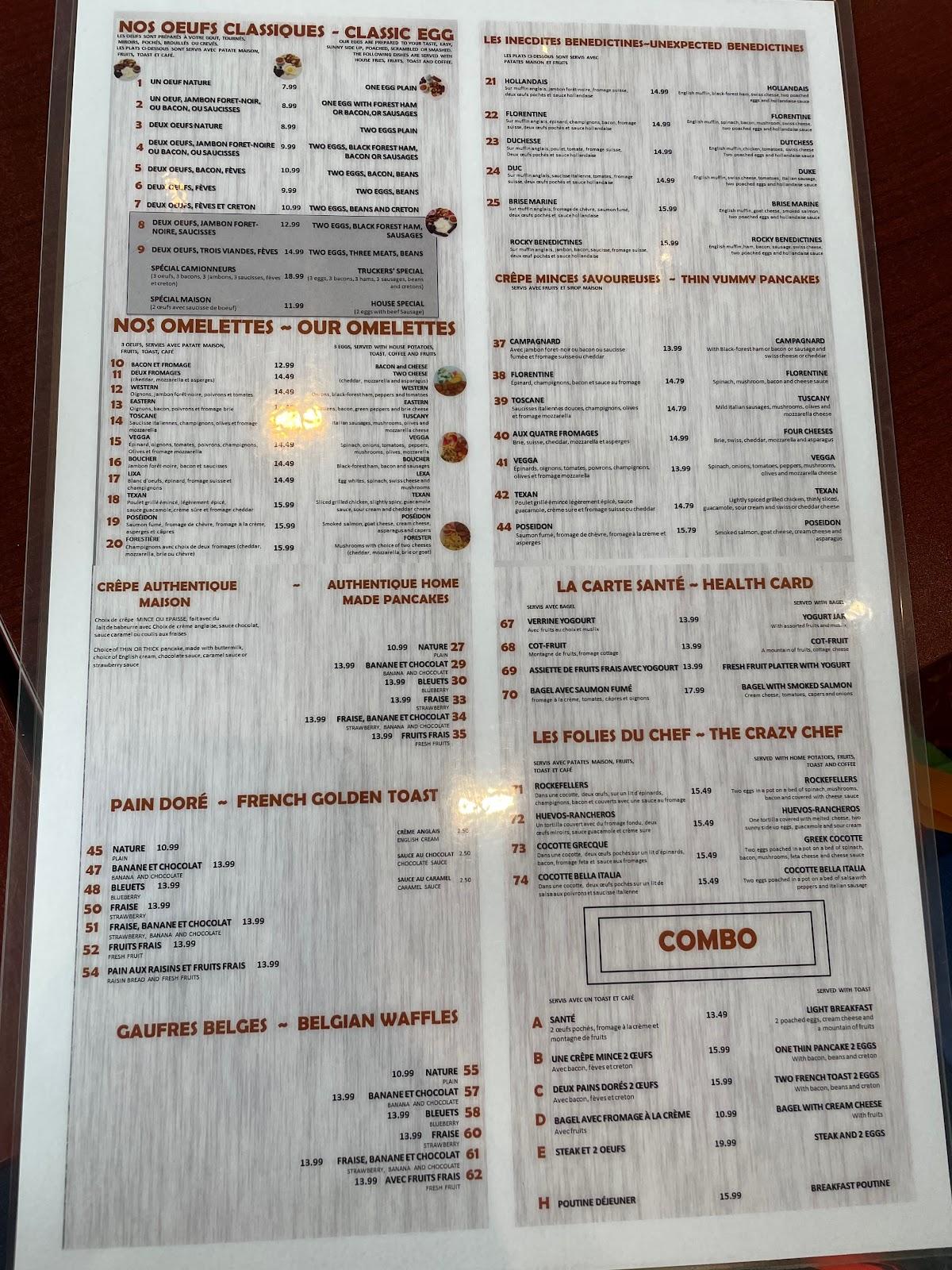 Menu au Coco D'or restaurant, VaudreuilDorion