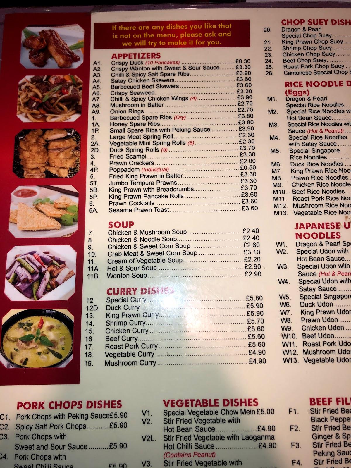 Menu at Dragon and pearl restaurant, Haverfordwest