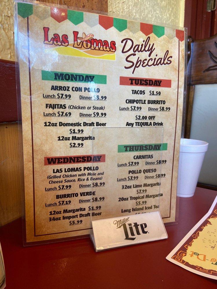 Menu at Las Lomas restaurant, Fort Wayne, Fairfield Ave 29