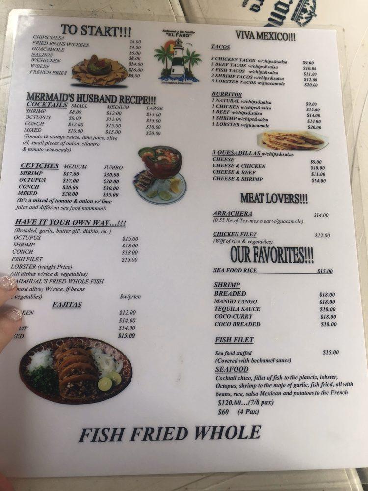 Menyu Paba I Bara El Faro Mahaual Puerto Costa Maya S N