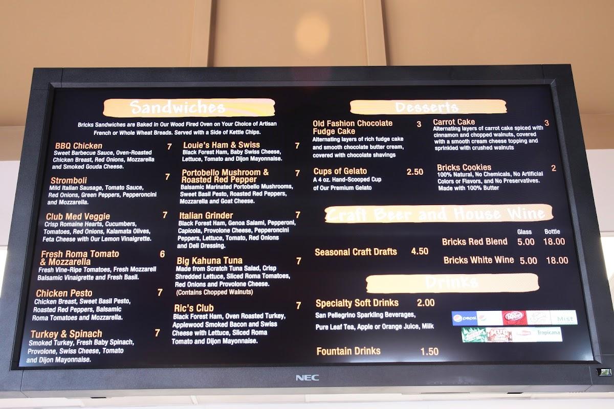 Menu at Bricks Wood Fired Pizza Naperville pizzeria, Naperville