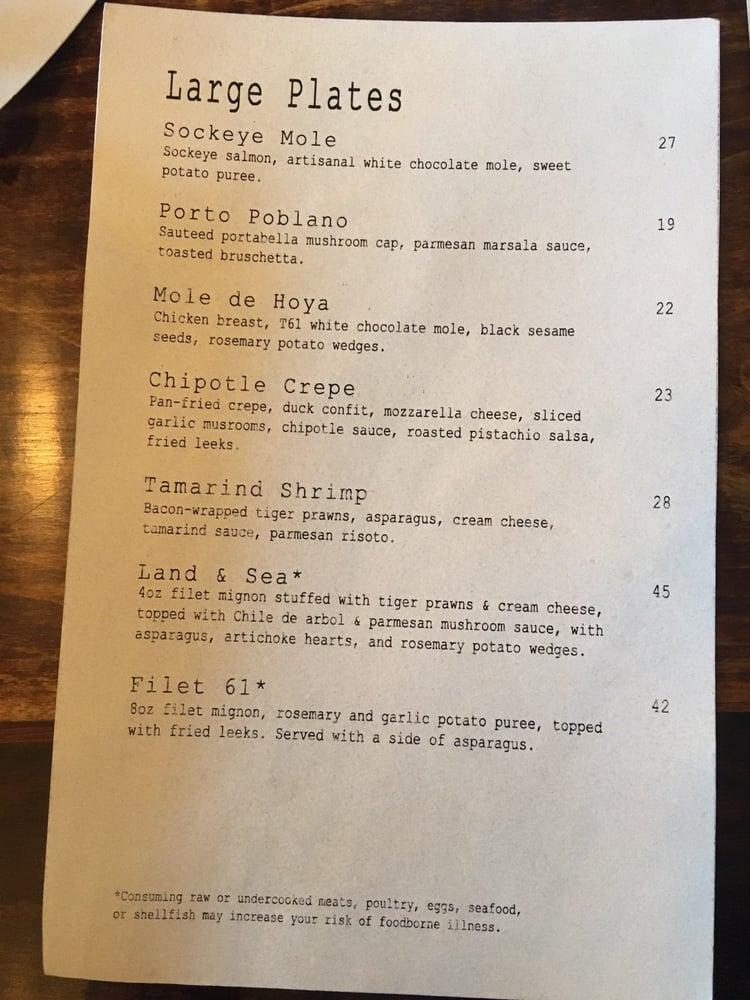 Menu at Tequila 61 pub & bar, Anchorage