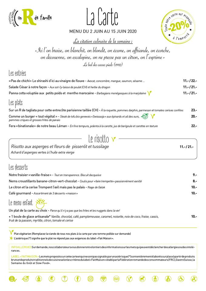 Menu di Un R de famille 