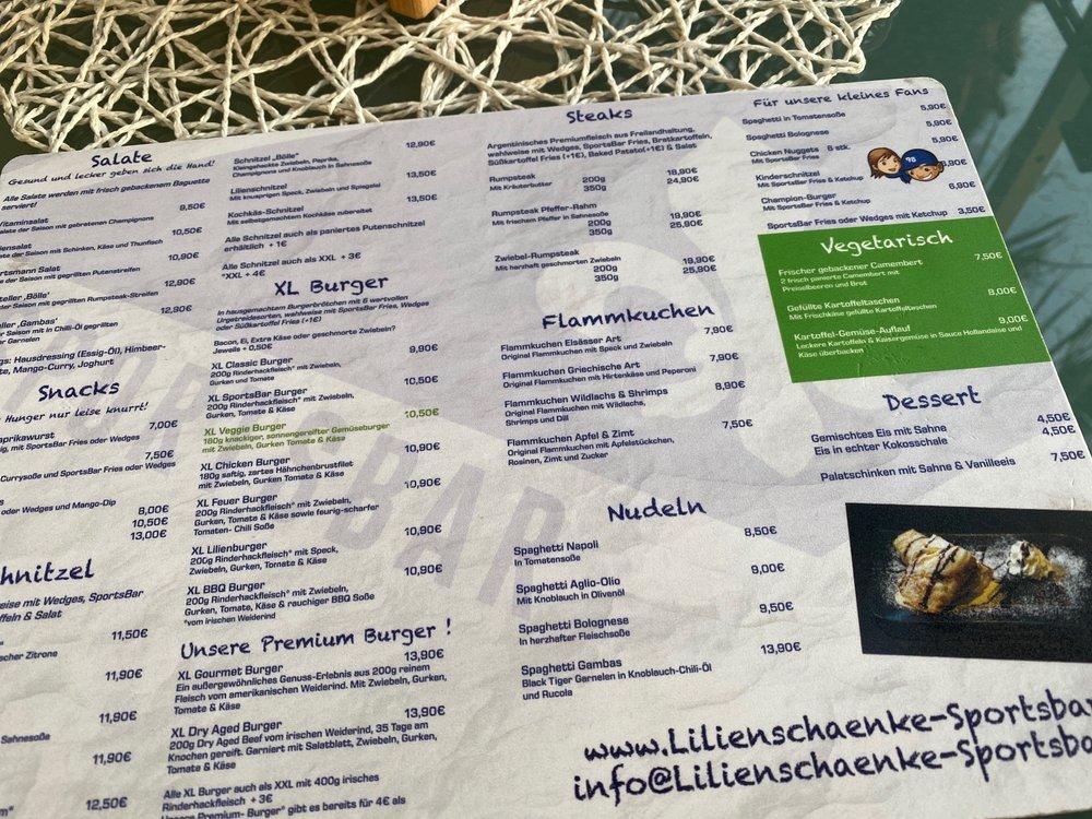 Speisekarte von Lilienschänke SportsBar, Darmstadt, NiederRamstädter