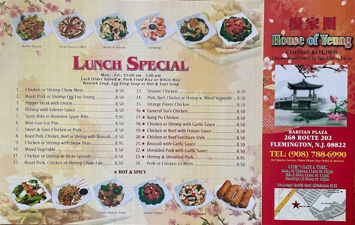 Menu at House of Yeung restaurant, Flemington, 268 US-202