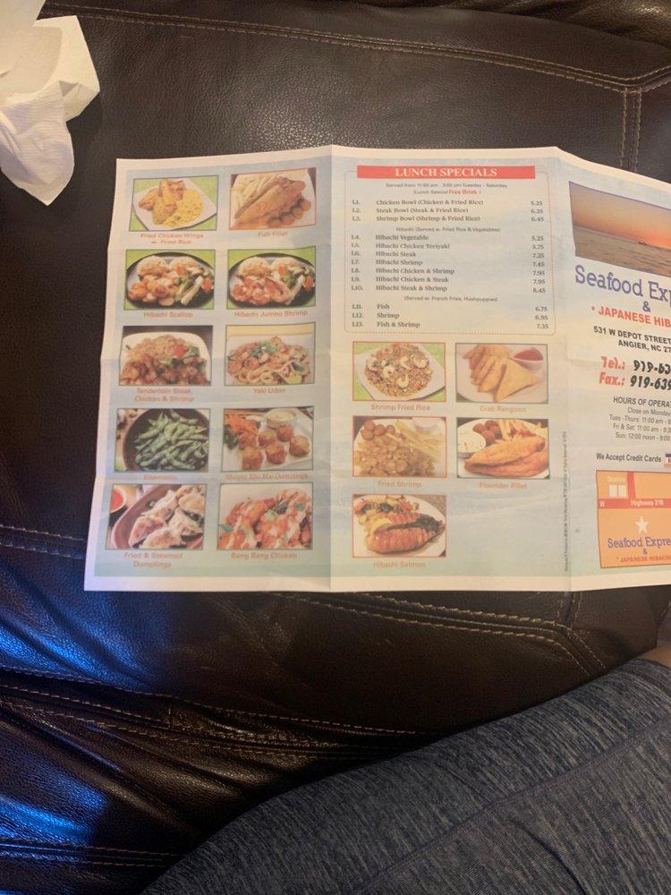 Menu at Seafood Express restaurant, Angier, 531 W Depot St