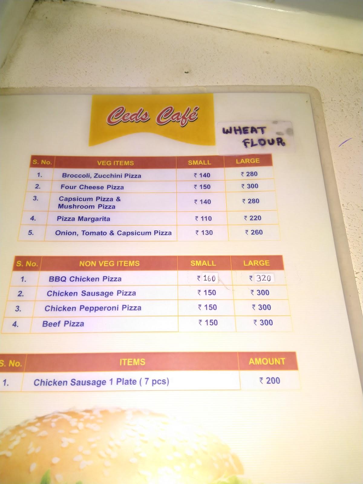 Ced's Café menu
