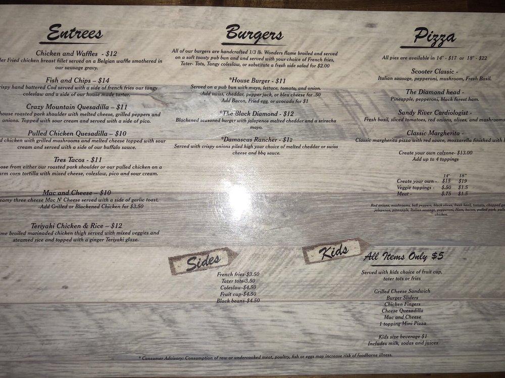 Menu at Scooter's Restaurant & Sports Bar, Sandy
