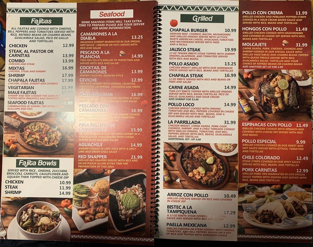 Menu at Chapala Authentic Mexican Restaurant and Grill Niceville, Niceville