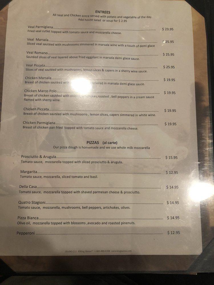 Menu at Giorgio's restaurant, Rolling Hills Estates