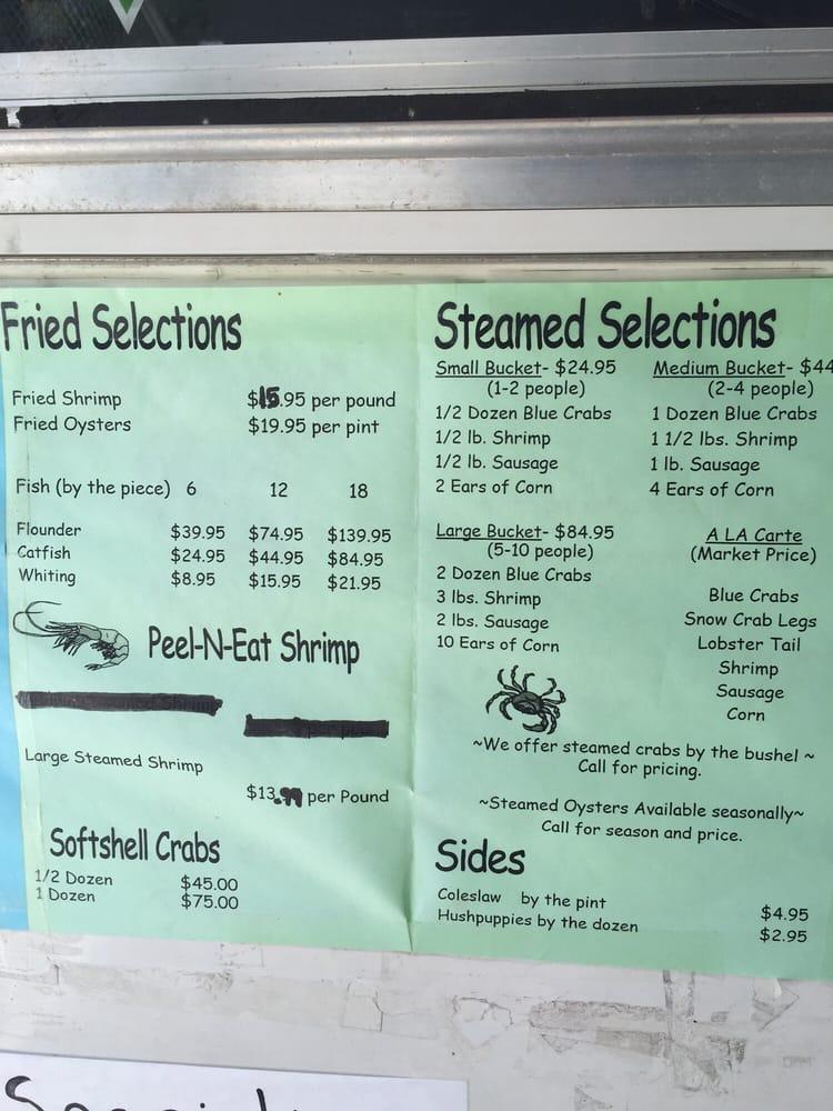 Menu at Flowers Seafood restaurant, Edisto Island