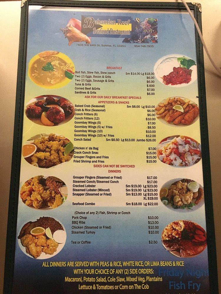 Carta de Junkanoo Taste Bahamian Seafood Restaurant, Sunrise