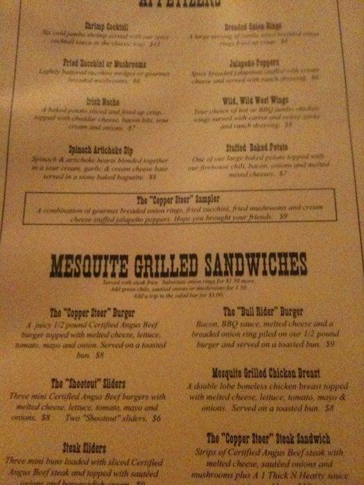 Menu at FRONTIER STEAK AND SPIRITS BBQ, Safford