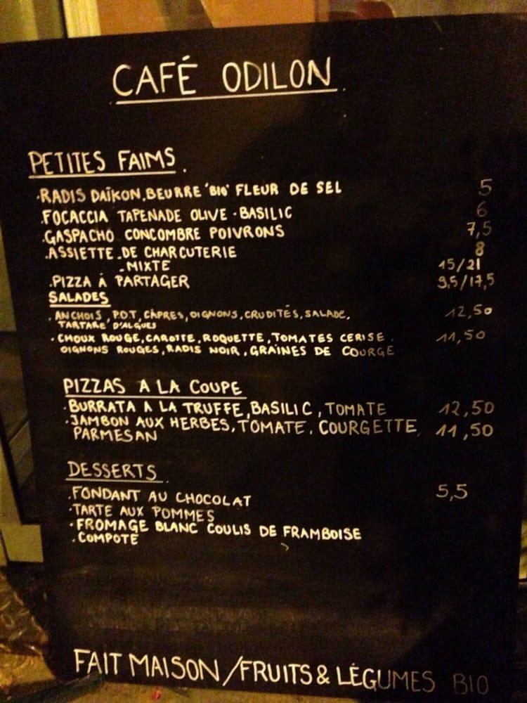 Menu At Cafe Odilon Paris