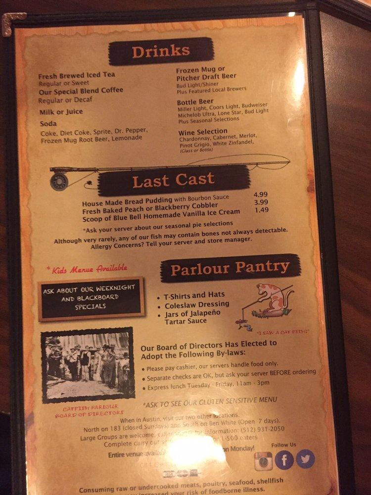 Menu at Catfish Parlour restaurant,
