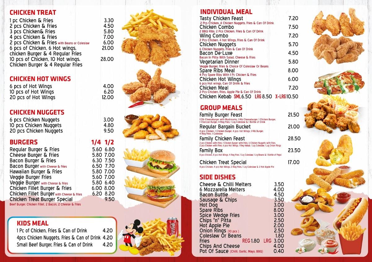 Menu at Chicken Treat fast food, Leighton Buzzard, 4A North St