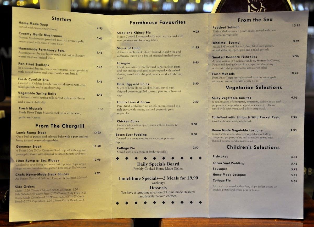 Menu at Court Farm Inn pub & bar, Newton Abbot