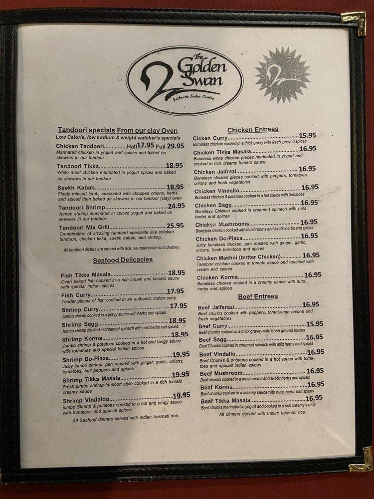 Menu At Golden Swan Indian Cuisine Restaurant Falmouth