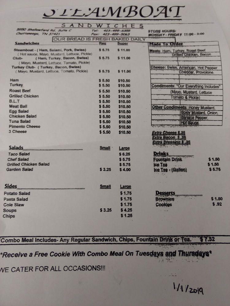 Menu at Tasty Heaven Sandwiches restaurant, Chattanooga, Shallowford Rd