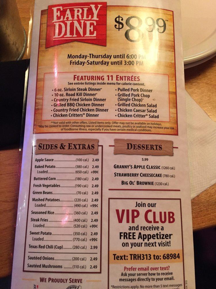 Menu at Texas Roadhouse BBQ, Huber Heights, Merily Way