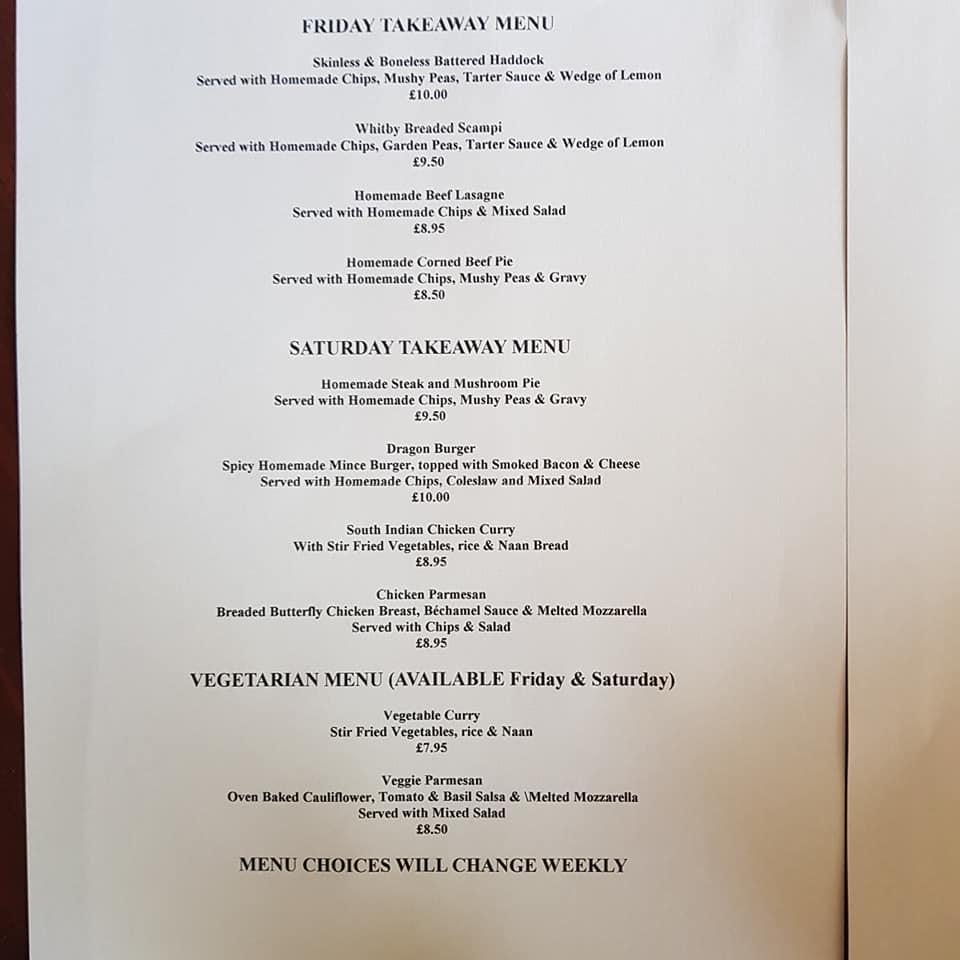 Menu at The George & Dragon pub & bar, Newton Aycliffe