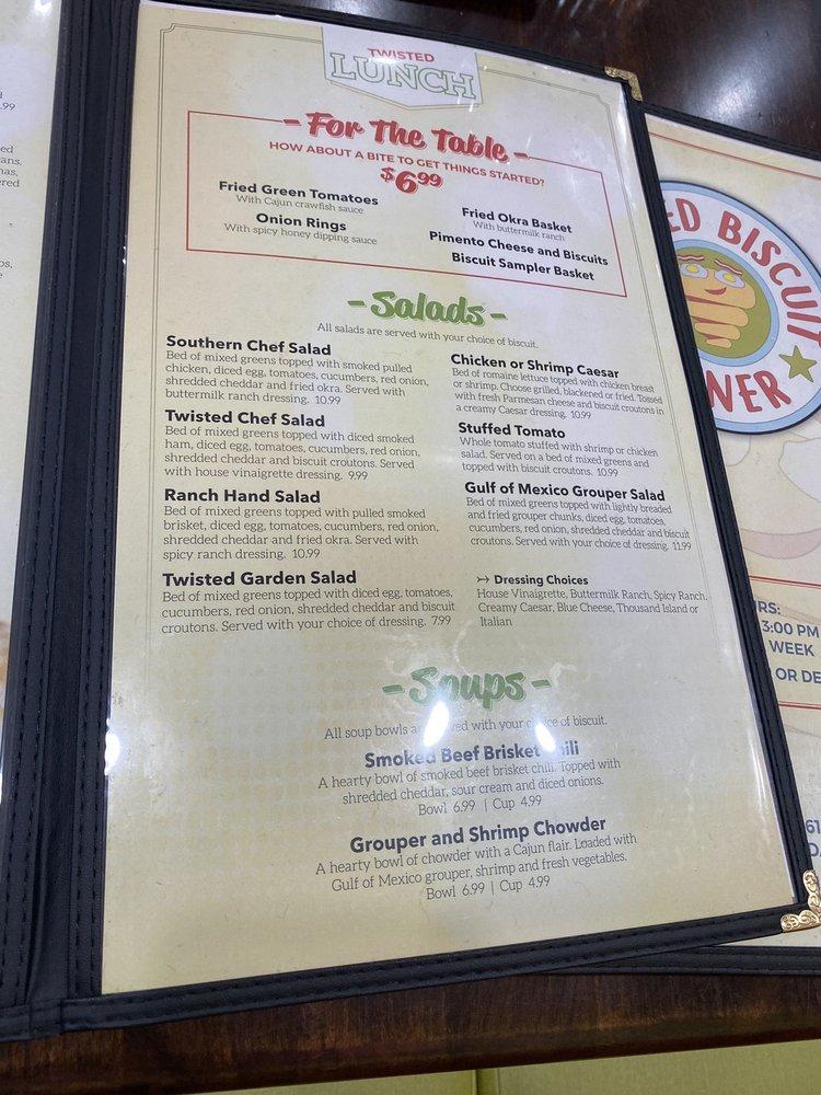 Menu at Twisted Biscuit Diner restaurant, Tavares