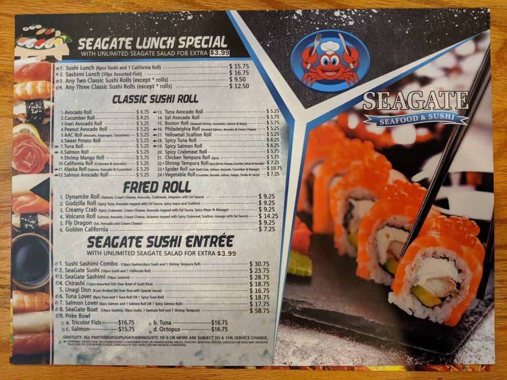 Menu at Seagate Crabhouse & Sushi restaurant, Raleigh