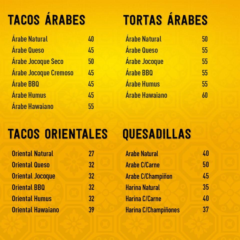 Carta Del Restaurante Tacos Rabes Bait Lajam Canc N