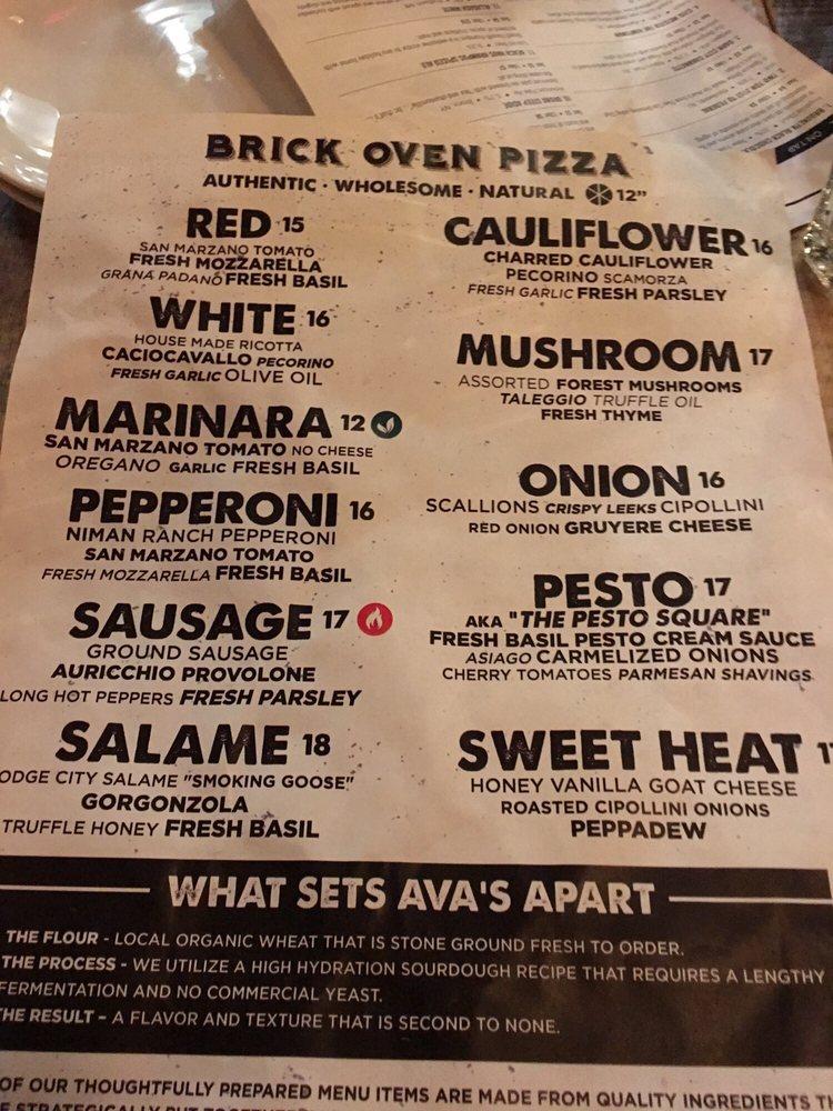 Menu at Ava's Kitchen & Bar, Kenilworth