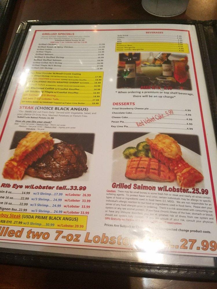 Menu at Sealand Seafood & Steak steakhouse, Brenham