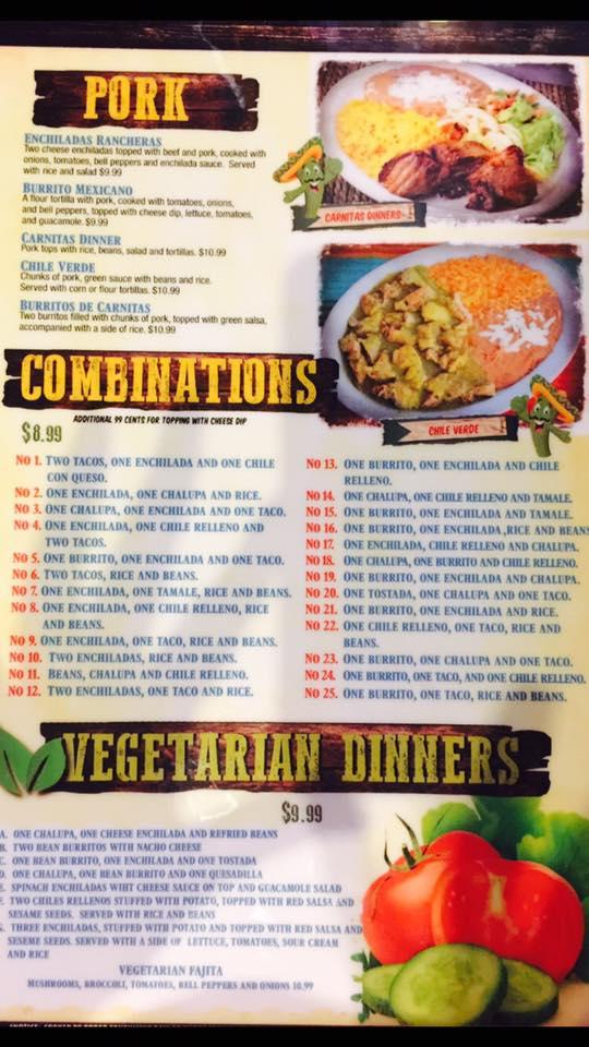 Menu at El Patio restaurant, Alachua