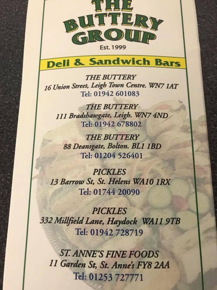 Menu at The Buttery Sandwich Bar Deli Ltd, Leigh