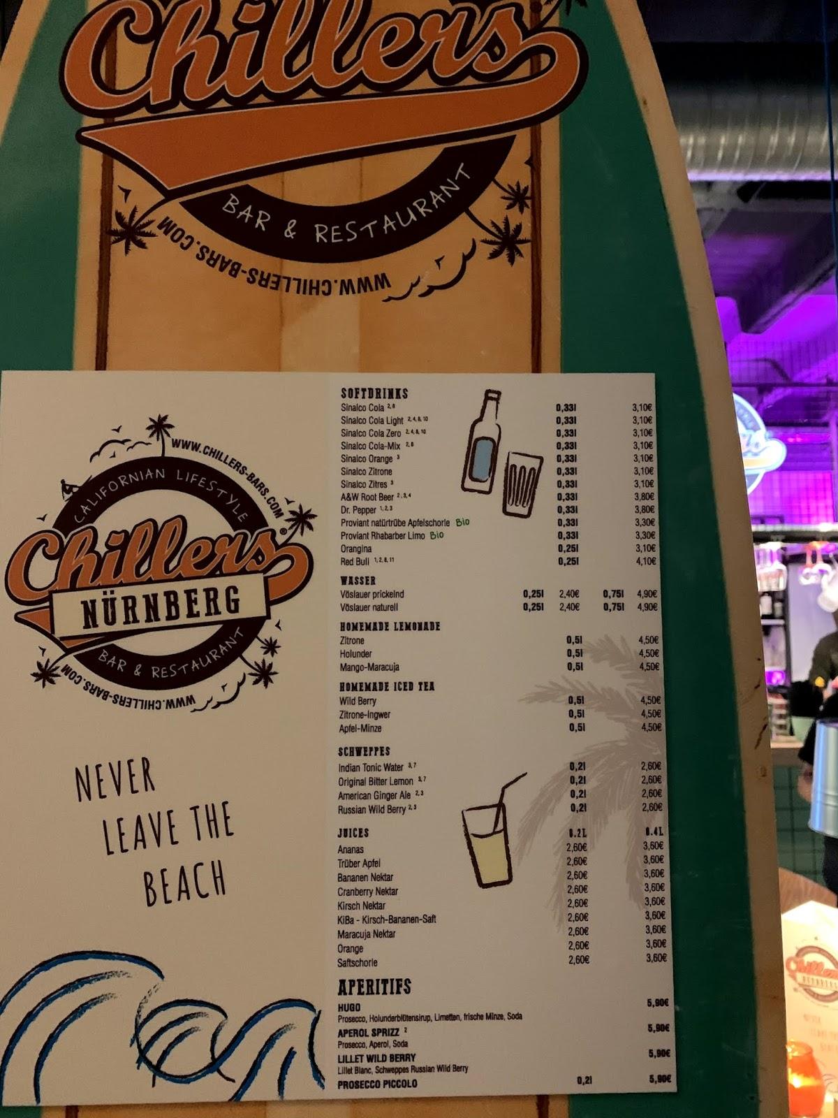Speisekarte von CHILLERS Burger, Cocktails & Wings Californian