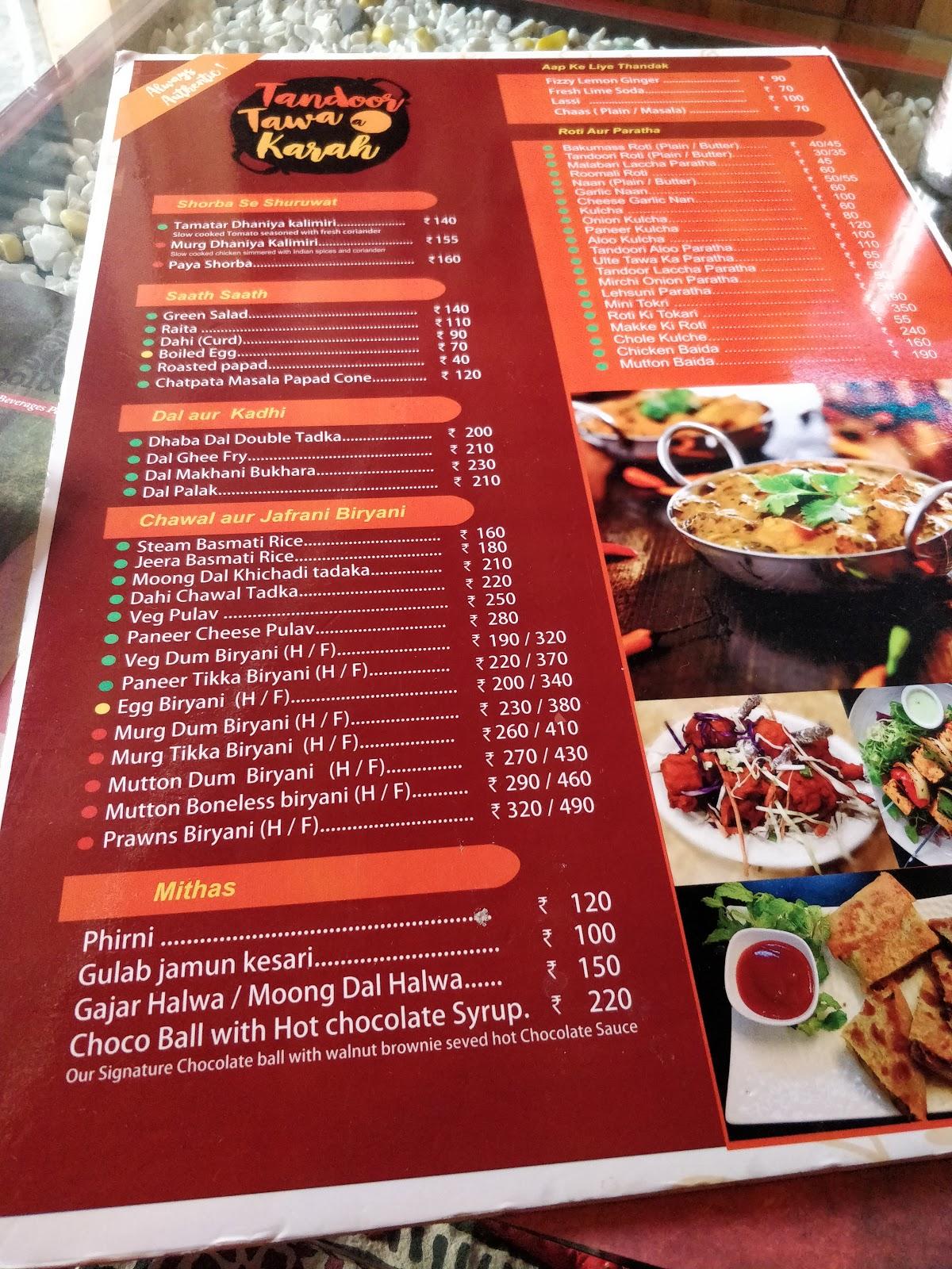 Menu at Tandoor Tawa aur Karahi, Thane, 8&9