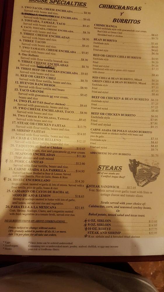 Menu at La Placita Cafe, Buckeye