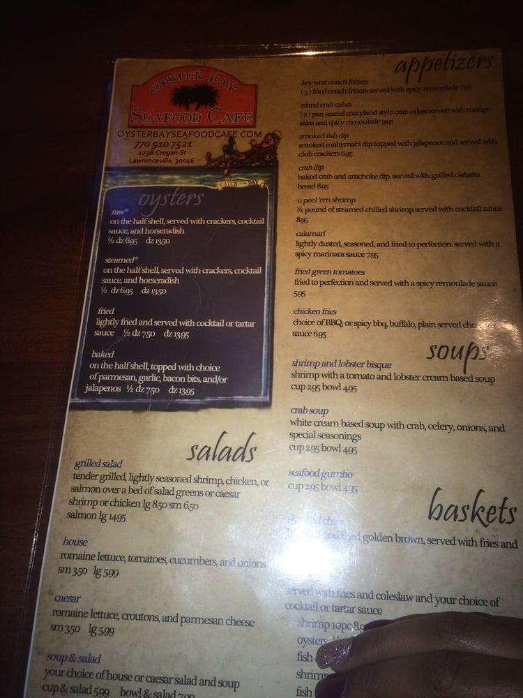 Menu at Oyster Bay Seafood Cafe, Lawrenceville