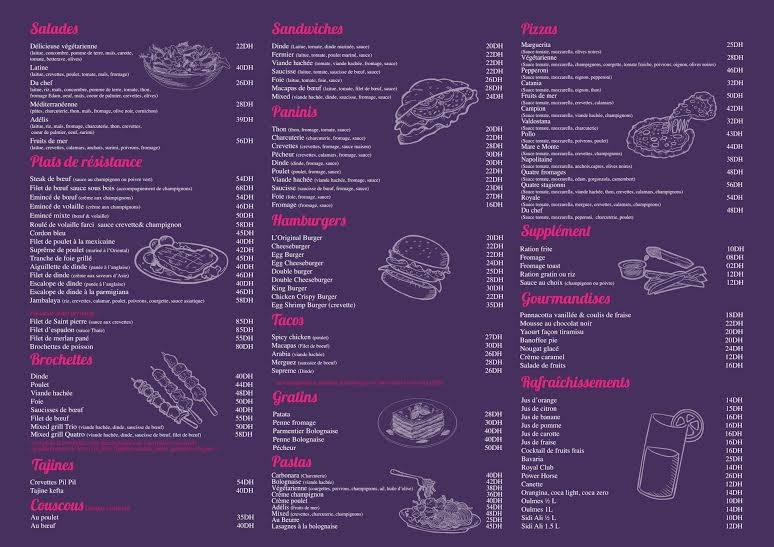 Menu de Adélis