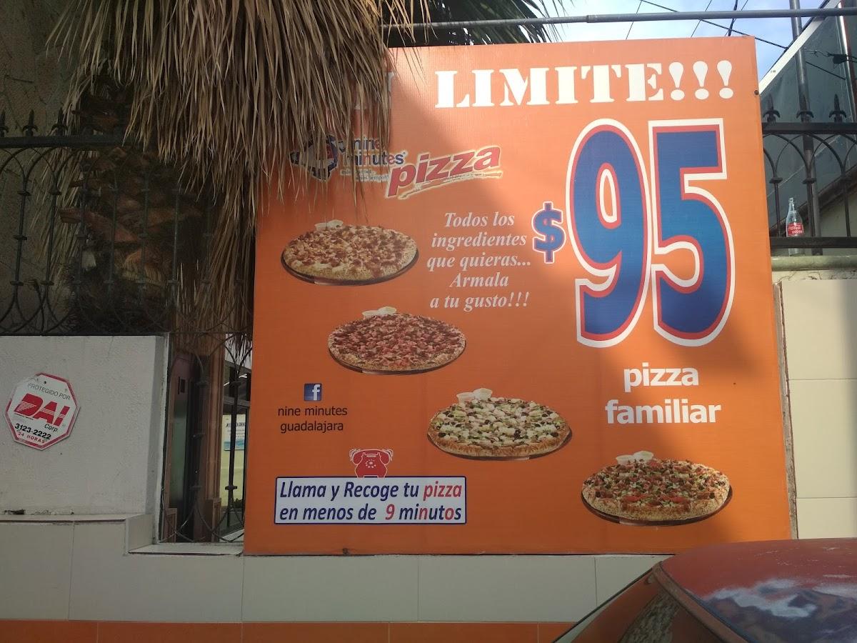 Menu at Nine Minutes Pizza Rio Nilo restaurant, Guadalajara, Av Río
