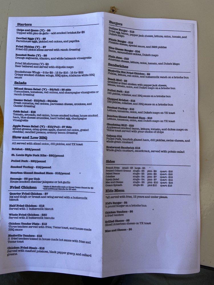 Menu at Proof and Cooper at The Lumberyard restaurant, Johnson City