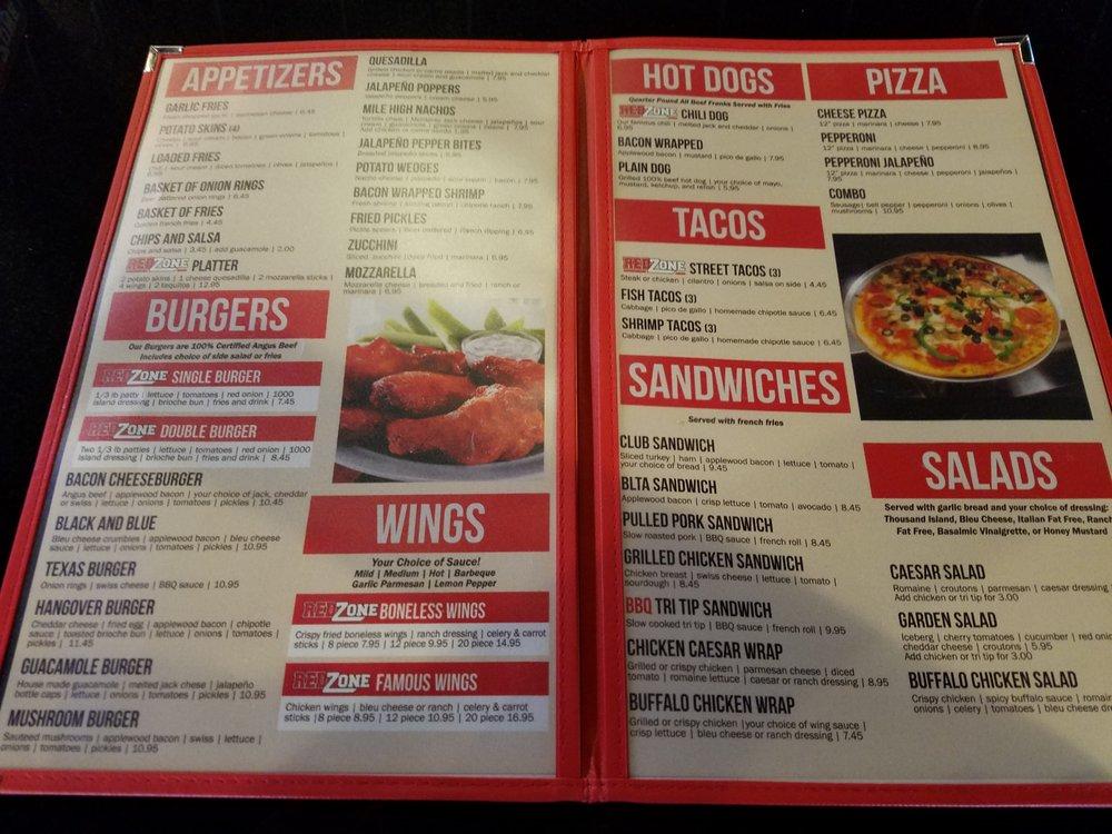 Menu at Red Zone Sports Bar & Grill, Bakersfield