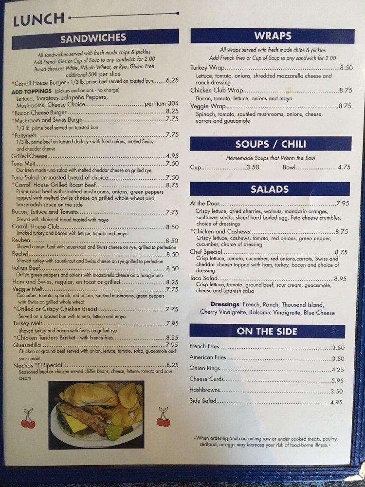 Menu at Carroll House Restaurant, Sister Bay