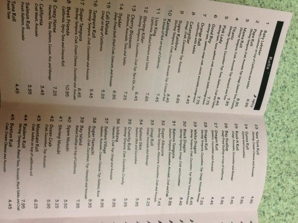 Menu at Fat Fish Sushi restaurant, Pleasanton