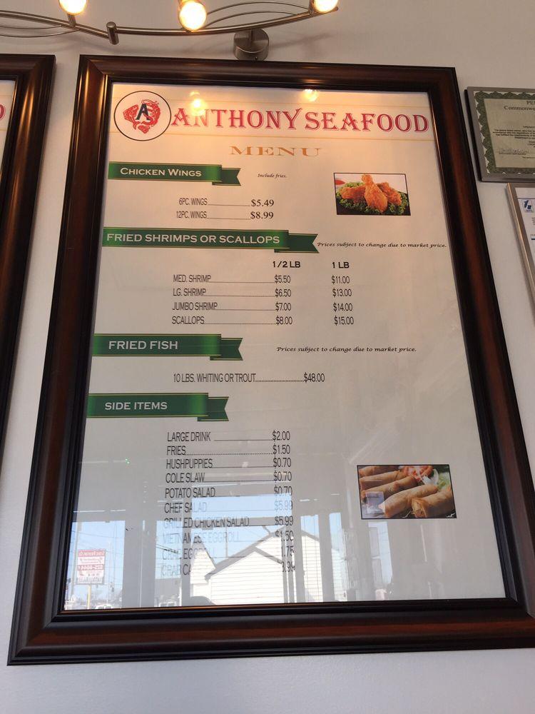Menu at Anthony's Seafood restaurant, Hampton